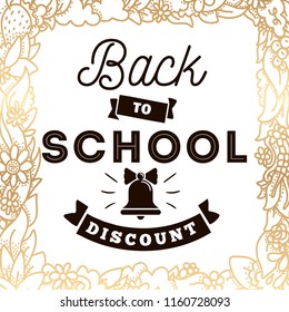 Back to school. Isolated vector element. First day of school logo. Calligraphy, lettering design. Typography for greeting cards, posters, banners.