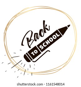 Back to school. Isolated vector element. First day of school logo. Calligraphy, lettering design. Typography for greeting cards, posters, banners.