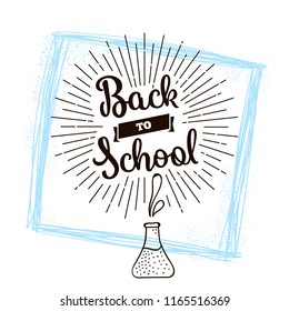 Back to school. Isolated vector element. First day of school logo. Calligraphy, lettering design. Typography for greeting cards, posters, banners.