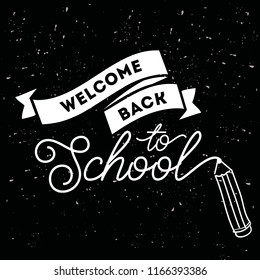 Back to school. Isolated vector element. First day of school logo. Calligraphy, lettering design. Typography for greeting cards, posters, banners.