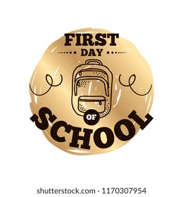 Back to school. Isolated vector element. First day of school logo. Calligraphy, lettering design. Typography for greeting cards, posters, banners.