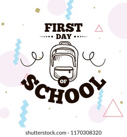 Back to school. Isolated vector element. First day of school logo. Calligraphy, lettering design. Typography for greeting cards, posters, banners.