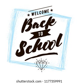 Back to school. Isolated vector element. First day of school logo. Calligraphy, lettering design. Typography for greeting cards, posters, banners.