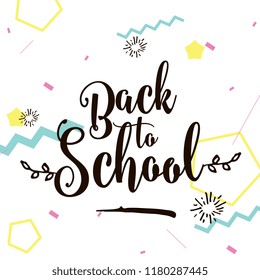 Back to school. Isolated vector element. First day of school logo. Calligraphy, lettering design. Typography for greeting cards, posters, banners.