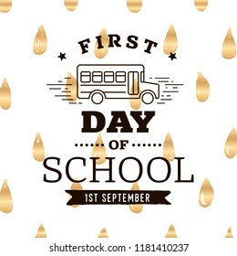 Back to school. Isolated vector element. First day of school logo. Calligraphy, lettering design. Typography for greeting cards, posters, banners.