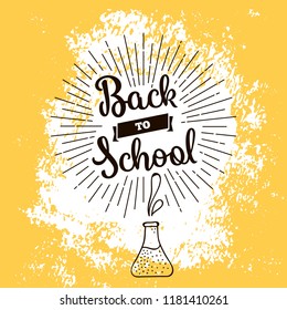 Back to school. Isolated vector element. First day of school logo. Calligraphy, lettering design. Typography for greeting cards, posters, banners.