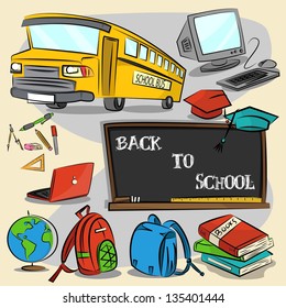back to school item pack isolated object stroke style