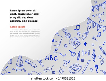 Back to school, 
Items about students and schools concept with doodles