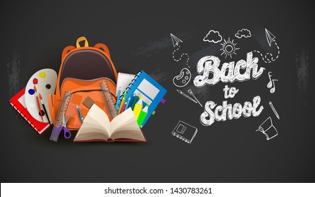 Back to school with school items and elements. background and poster for back to school