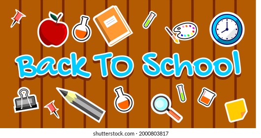 Back to school with school items and elements.  background and poster or promotion back to school.
File EPS.