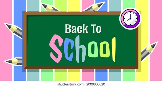 Back to school with school items and elements.  background and poster or promotion back to school.
File EPS.