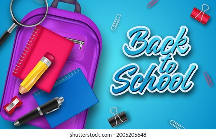 Back to school with school items and elements. background and poster for back to school