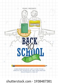 Back to school with school items and elements, Online Learning, study from home, back to school, flat design