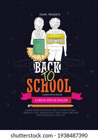 Back to school with school items and elements, Online Learning, study from home, back to school, flat design