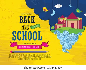 Back to school with school items and elements, Online Learning, study from home, back to school, flat design