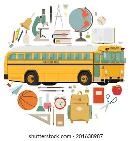 Back to school items round composition I