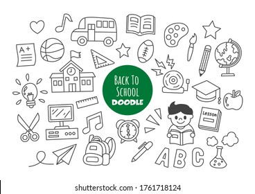 back to school kawaii doodle vector hand drawing style