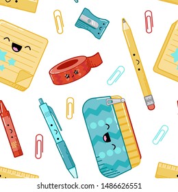 back to school kawaii pattern