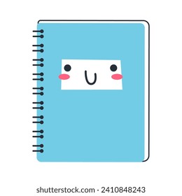 Back to school kawaii vector school supplies . Educational clipart set with cute flat style smiling objects.