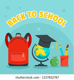 Back to school kid background. Flat illustration of back to school kid vector background for web design