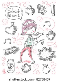 back to school kid doodles