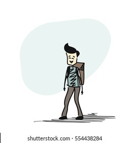 Back to school kid silhouette, Hand Drawn Sketch Vector illustration.