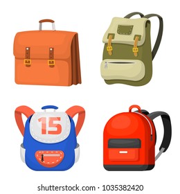 Back to School kids backpack vector illustration work time education baggage rucksack learning luggage.