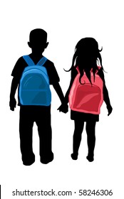 Back To School Kids Silhouette