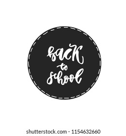 Back to school label. School Background. Back to school sale tag. Vector illustration. Hand drawn lettering. Typography emblem.