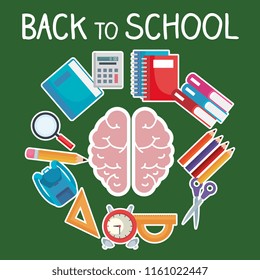 back to school label with brain storming