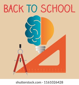 back to school label with brain storming
