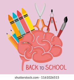 back to school label with brain storming
