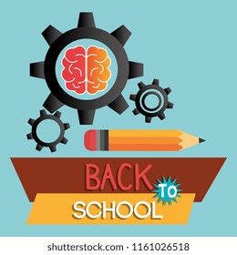 back to school label with brain storming