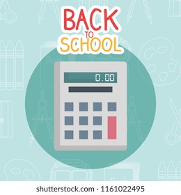 back to school label with calculator