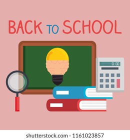 back to school label with chalkboard