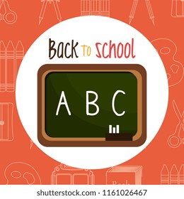 back to school label with chalkboard