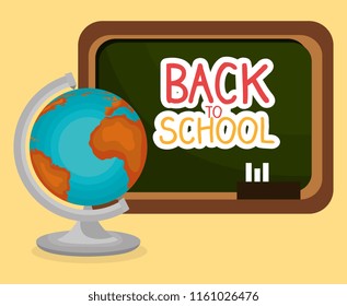 back to school label with chalkboard