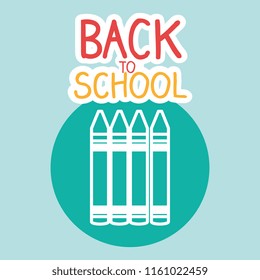 back to school label with colors crayons