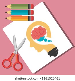 back to school label with colors pencils