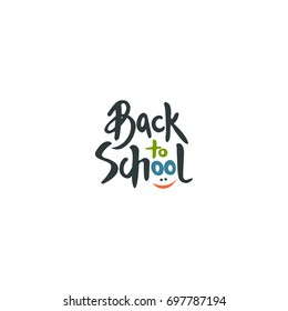 Back to school label. Handwritten lettering isolated on white vector illustration