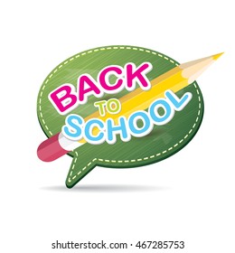 Back to school label on green speech bubble vector background. back to school vector concept icon illustration.