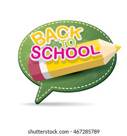 Back to school label on green speech bubble vector background. back to school vector concept icon illustration.