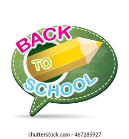 Back to school label on green speech bubble vector background. back to school vector concept icon illustration.