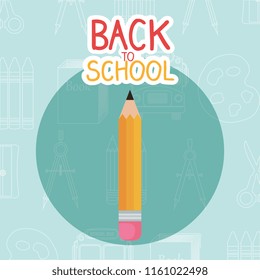 back to school label with pencil