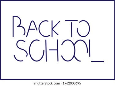 back to school label for stickers notebooks backpacks pencil cases calendars postcards in blue letters with frame on a white background