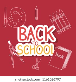 back to school label with supplies