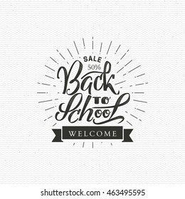 Back to school - labels, stickers, hand lettering, was written with the help of calligraphy skills and collected templates using typographic rules