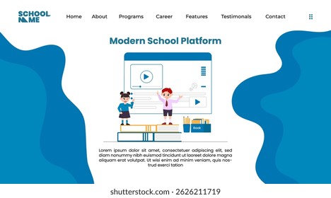 Back to school landing page set. Vector web banners template with flat illustration students.