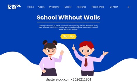 Back to school landing page set. Vector web banners template with flat illustration students.
