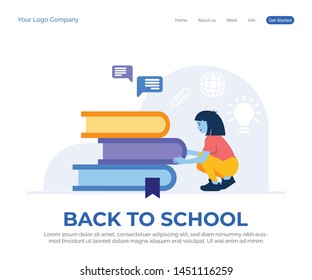 Back to school landing page vector background.